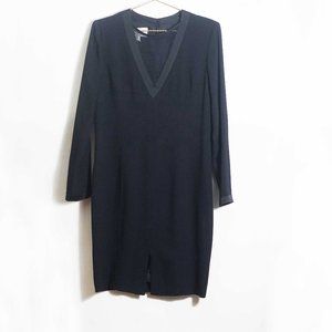 Adrienne Vittadini Long Sleeve V-Neck Dress in Black 10